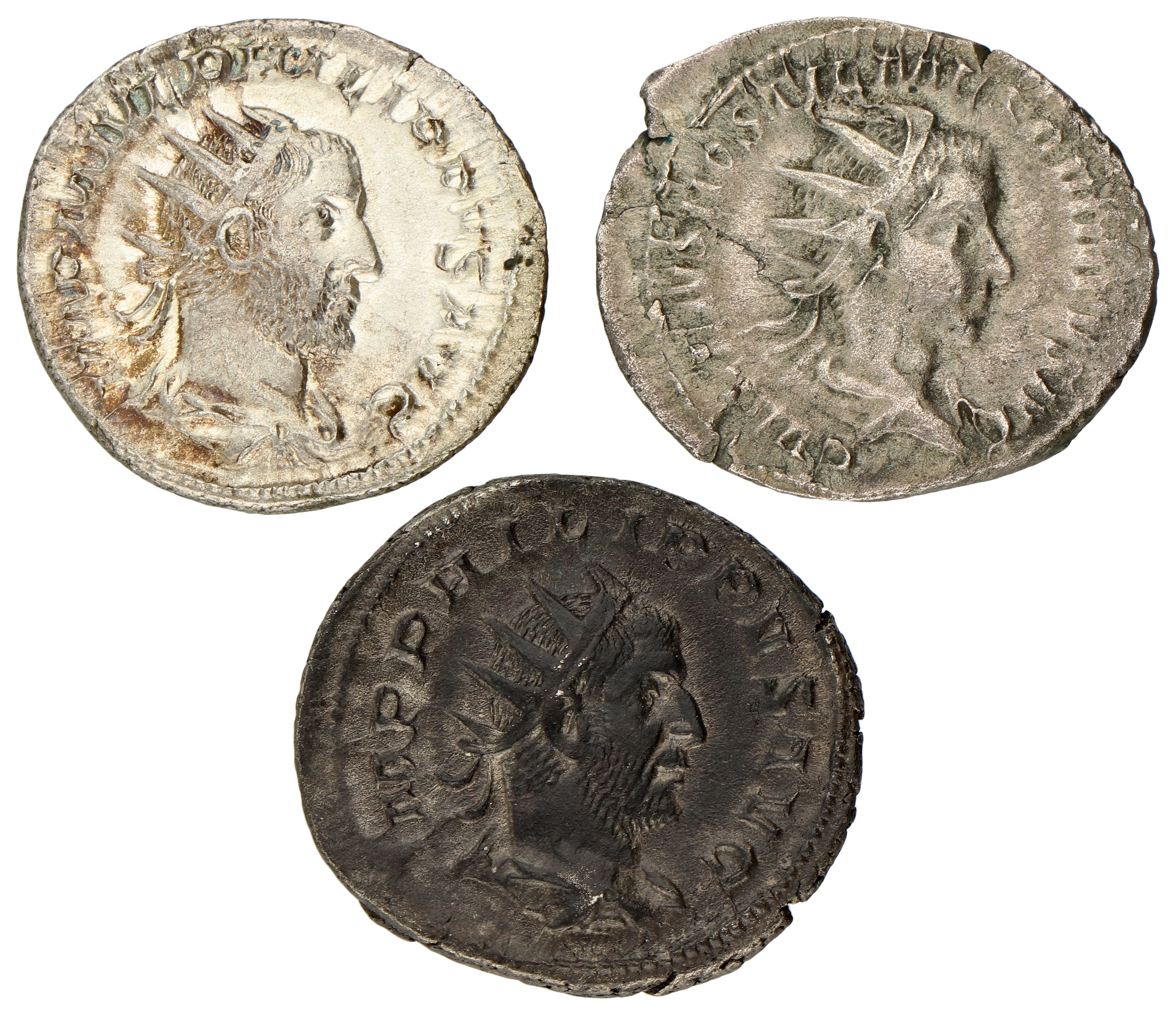 Roman Empire. Phillippus I Arabs & Hostilianus. Lot (3) Antonianus. ND (244 - 251 AD). F / VF.