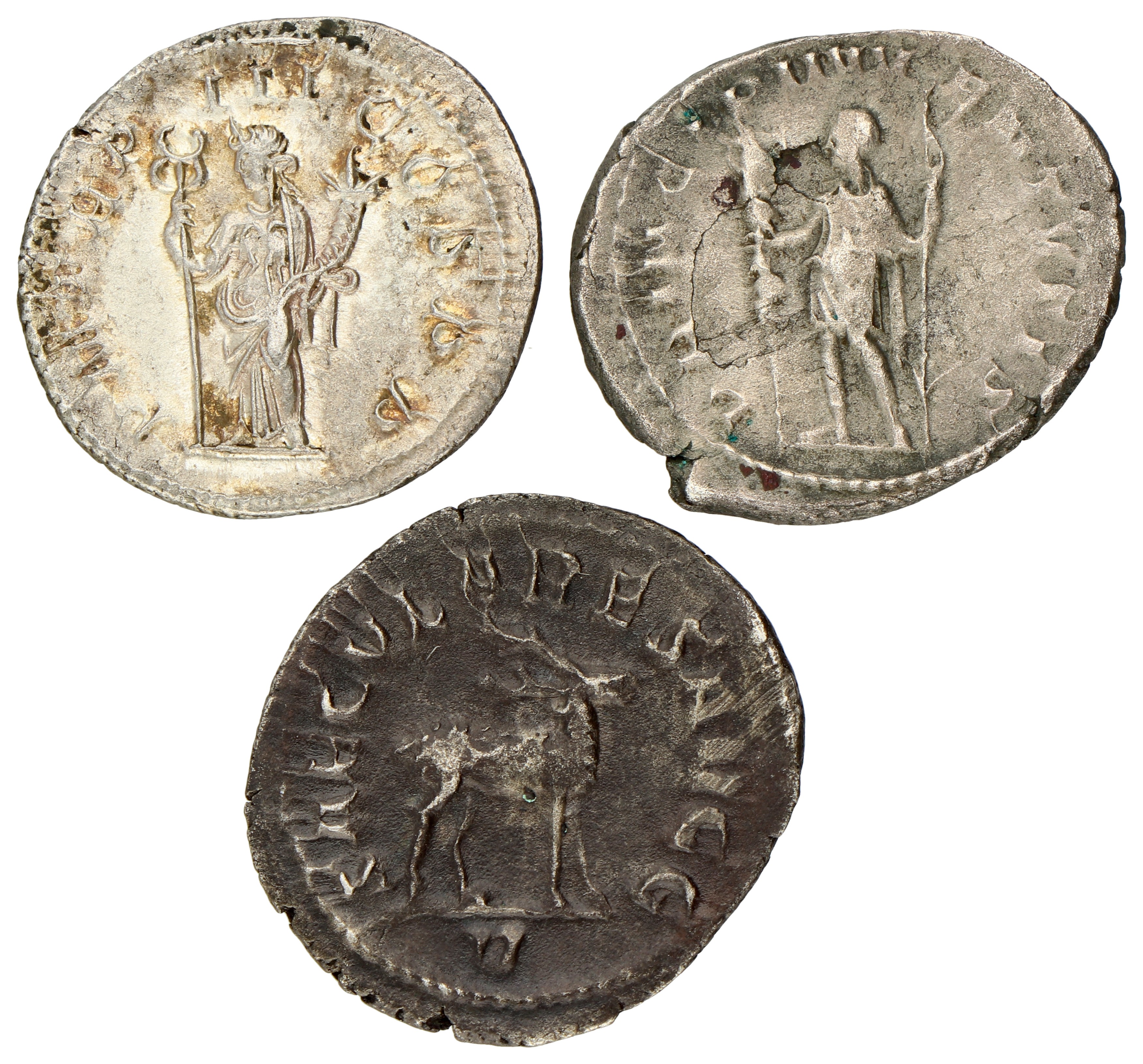 Roman Empire. Phillippus I Arabs & Hostilianus. Lot (3) Antonianus. ND (244 - 251 AD). F / VF.