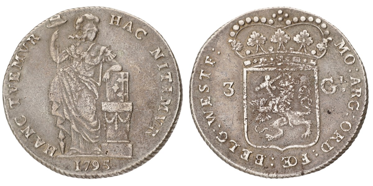 3 Gulden. West-Friesland. 1793. Zeer Fraai.