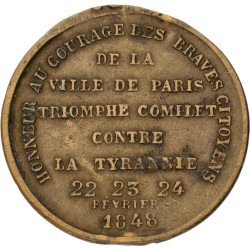 France. Paris. 1848. Token for the bravery in the revolution of 1848.