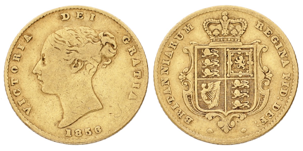 Great Britain. Victoria. ½ Sovereign. 1856. VF -.