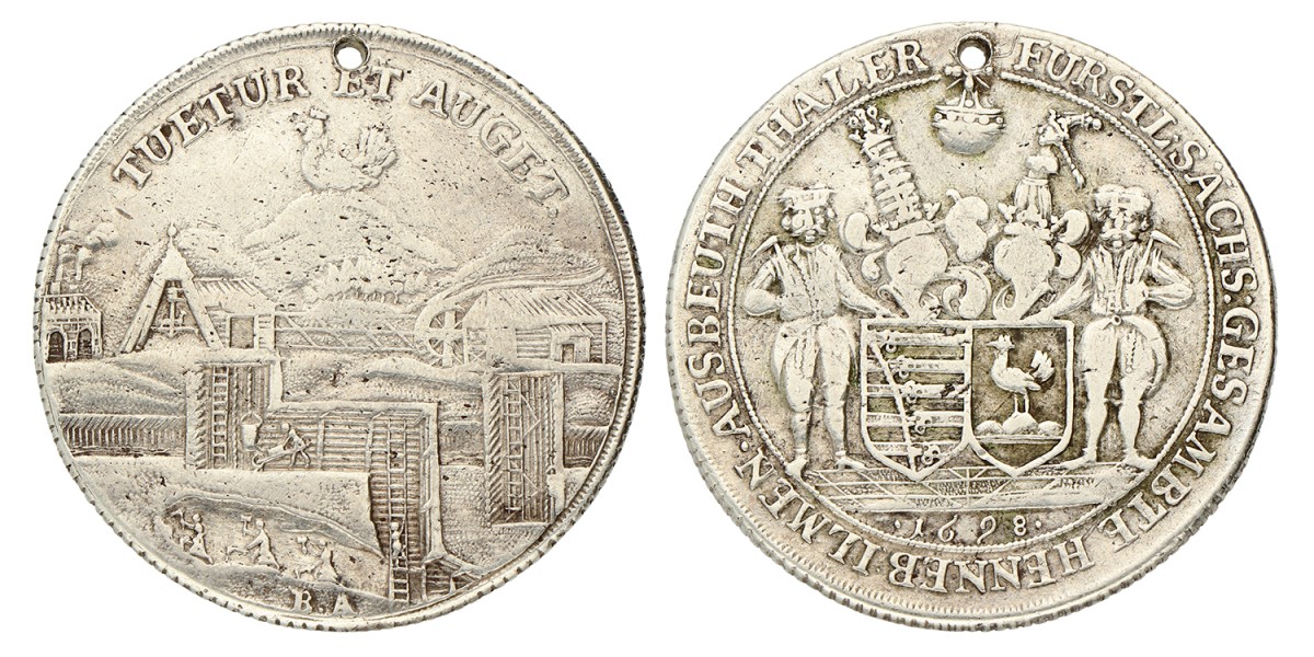 German states. Henneberg-Ilmenau. Thaler - On the Mines of Ilmenau. 1698 B.A. VF -.