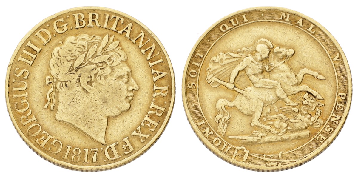 Great Britain. George III. Sovereign. 1817. VF.