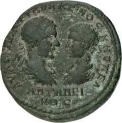 Roman Provinces. Macropolis, Moesia. Macrinus & Diadumenian. Assaria. ND (217 - 218 AD). VF.