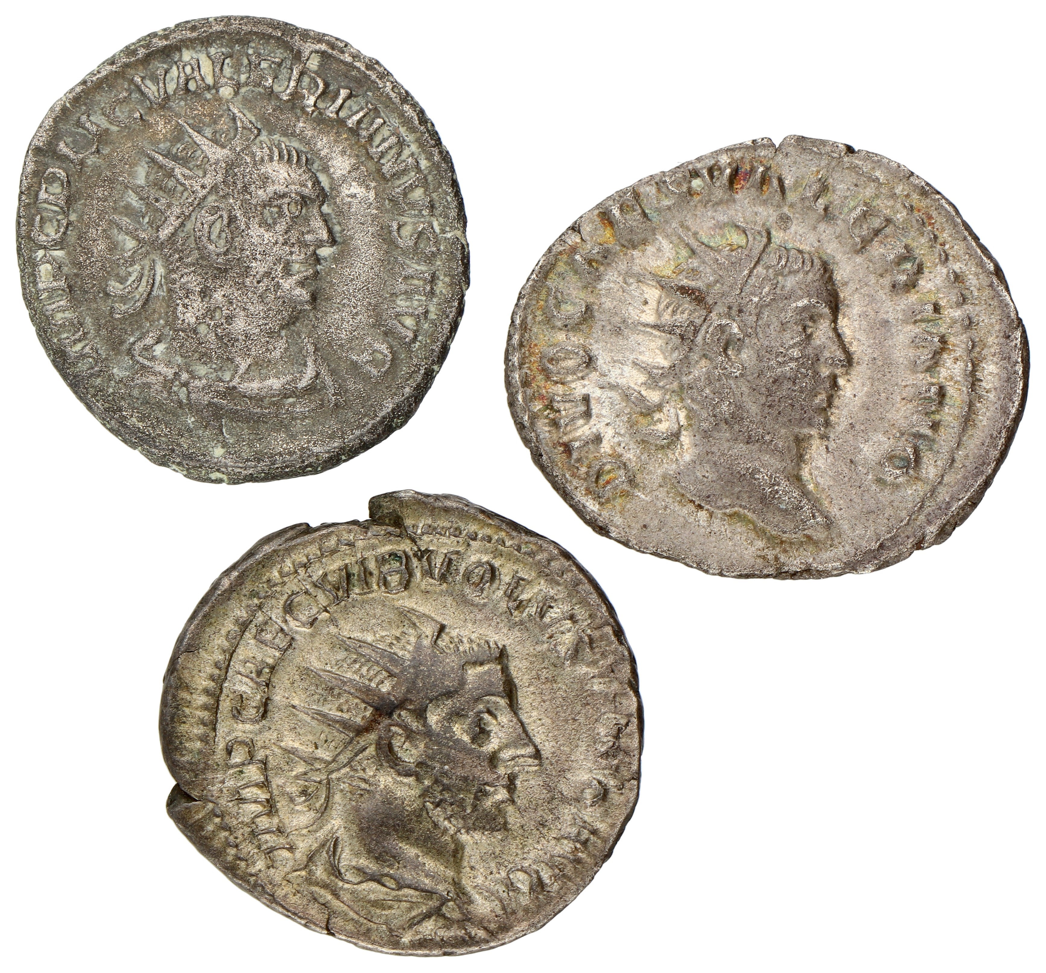 Roman Empire. Trebonianus Gallus & Valerianus I & Valerianus II. Lot (3) Antonianus. ND (251 - 258 AD). F - VF.