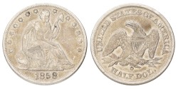 USA. ½ Dollar. 1858 O. VF +.