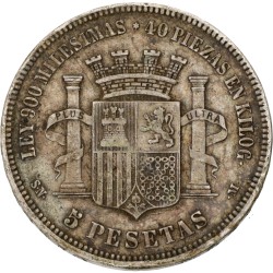 Spain. Provisional government. 5 Pesetas. 1870 (18 - 70). VF / XF.