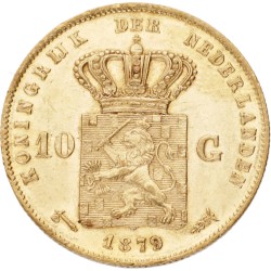 10 Gulden. Willem III. 1879/77. UNC -.