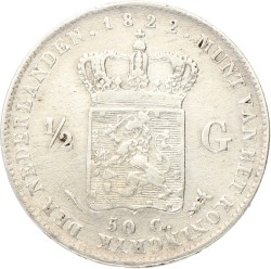 ½ Gulden. Willem I. 1822 U. Zeer Fraai / Prachtig.