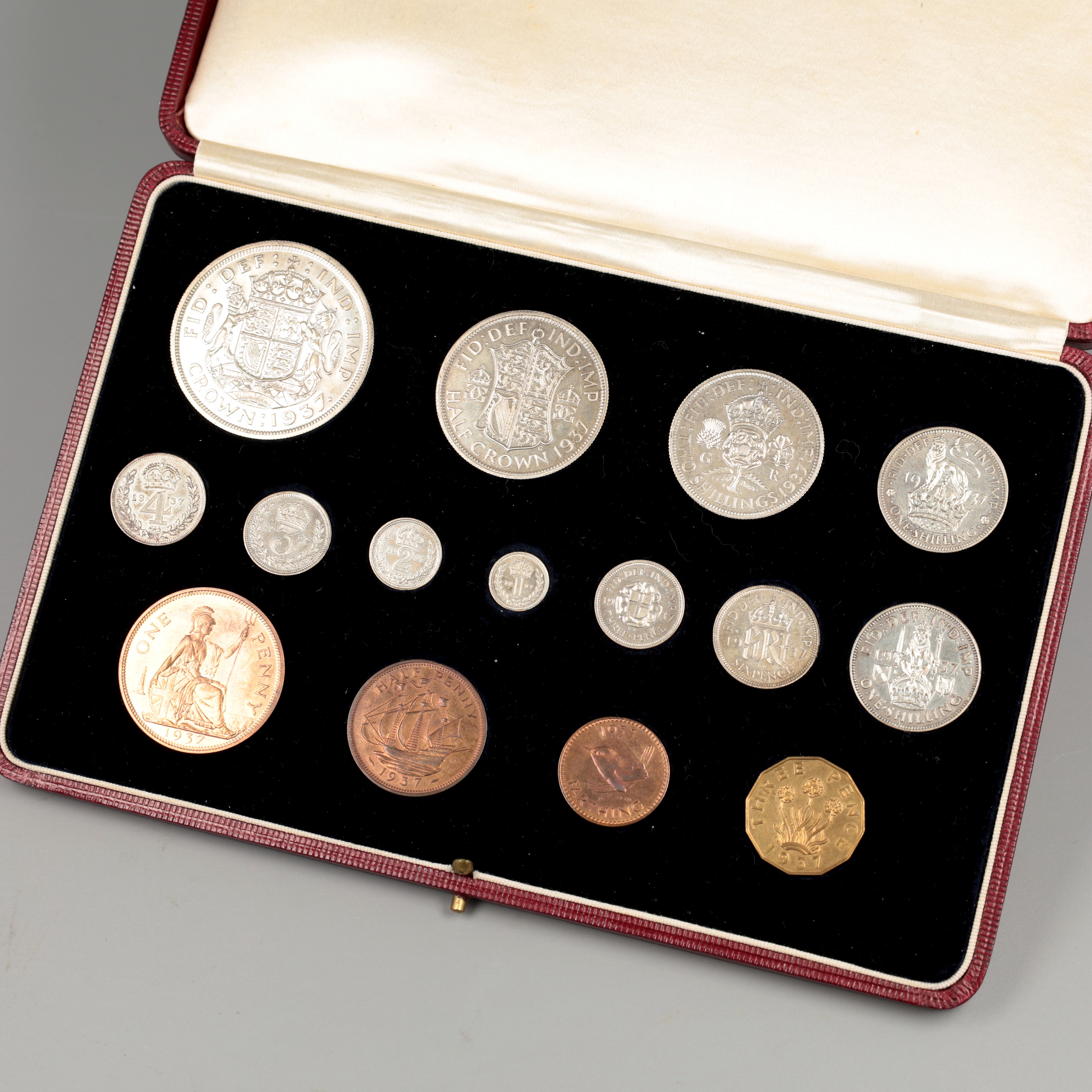 Great Britain. George VI. Specimen coins - PROOF. Crown to Farthing, including Maundy set. 1937. UNC.