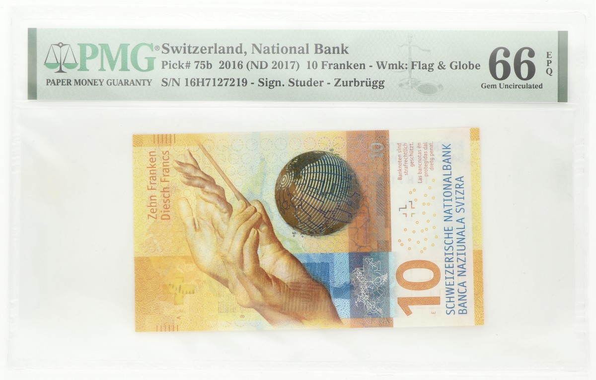 Switzerland. 10/20/50/100/200 Francs. Banknotes. Type 2015-2019. - PMG 66EPQ.