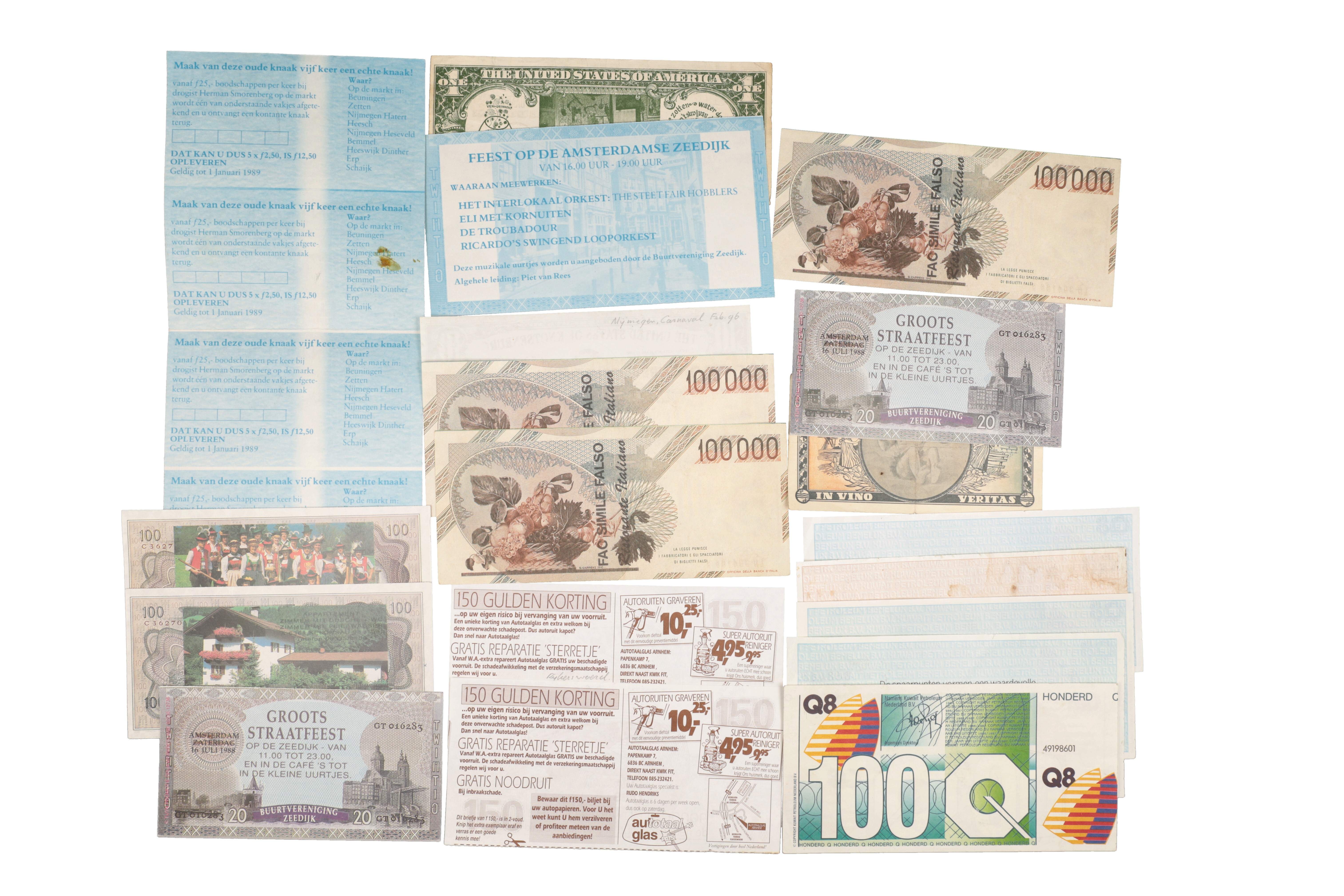 Nederland. lot 16 biljetten. Reclame geld. Type ND. - Prachtig / UNC.