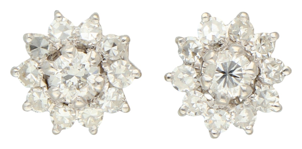No Reserve -  18K Witgouden oorstekers bezet met ca. 0.50 ct. diamant.