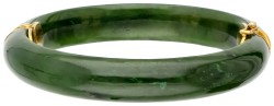 No Reserve - Jade bangle armband met 14K geelgouden sluiting en scharnier.