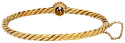 No Reserve - 14K Geelgouden getorste bangle armband met roos diamant en zaadparels.