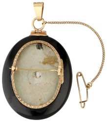 No Reserve - 14K Geelgouden antieke medaillon broche/hanger met roos diamant.