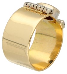 No Reserve - 18K Geelgouden band ring bezet met ca. 1.26 ct. natuurlijk saffier en diamant.