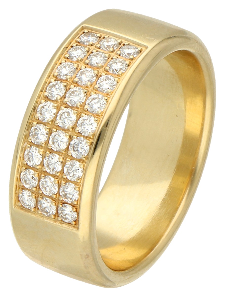 No Reserve - 14K Geelgouden band ring bezet met ca. 0.27 ct. diamant.