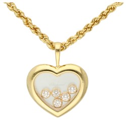 Chopard 18K geelgouden 'Happy Diamond' collier bezet met diamant.