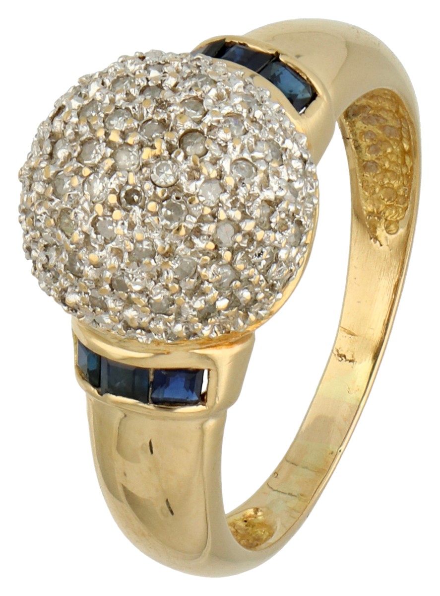 No Reserve - Franse 18K geelgouden boule ring met diamant.