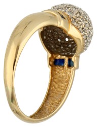 No Reserve - Franse 18K geelgouden boule ring met diamant.