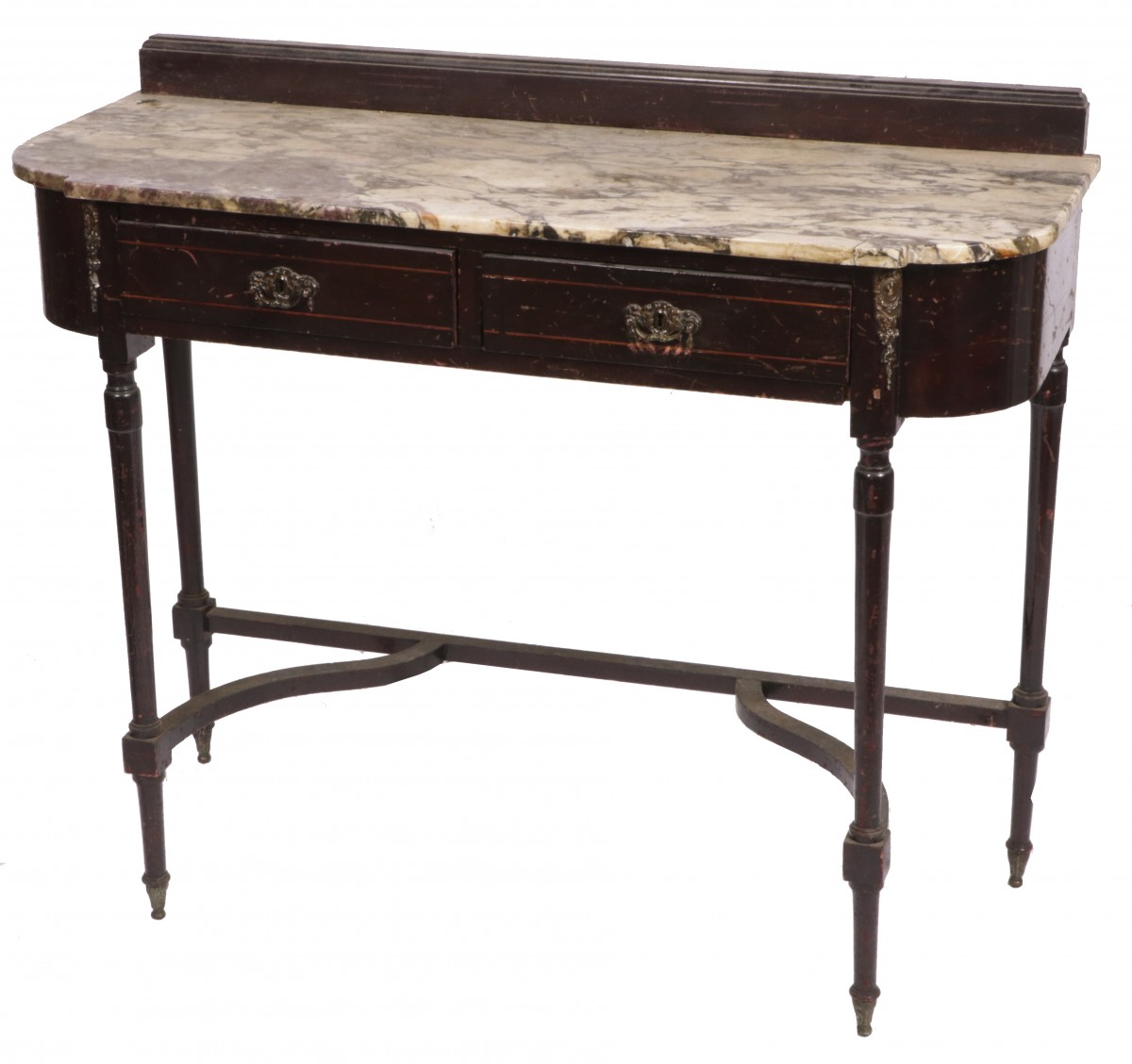 Een consoletafel met marmeren blad, Frankrijk, eind 19e eeuw.