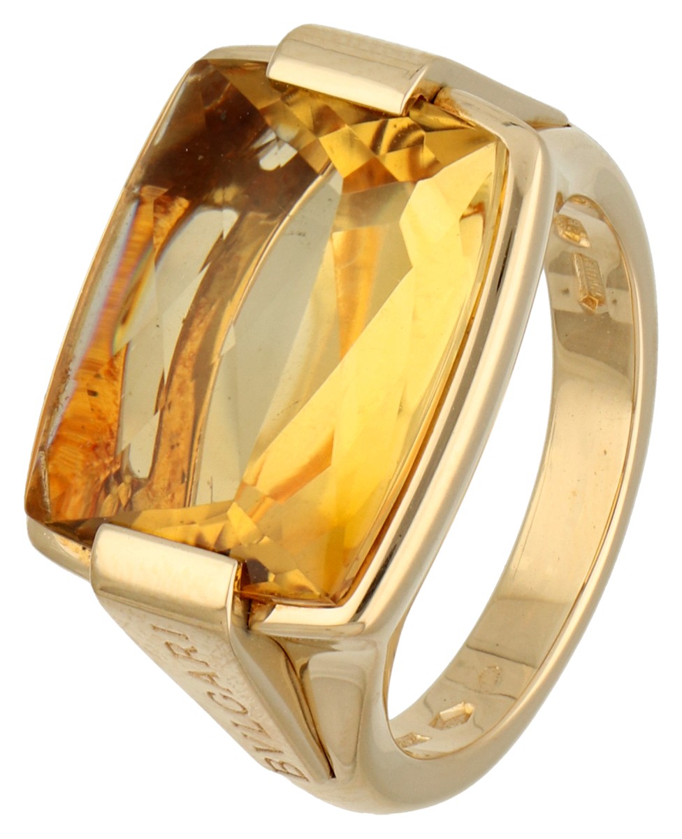 No Reserve - Bvlgari 18K geelgouden 'Allegra' ring bezet met ca. 9.13 ct. citrien.