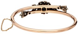 No Reserve - Gouden/zilveren bangle armband met diamanten rozet.