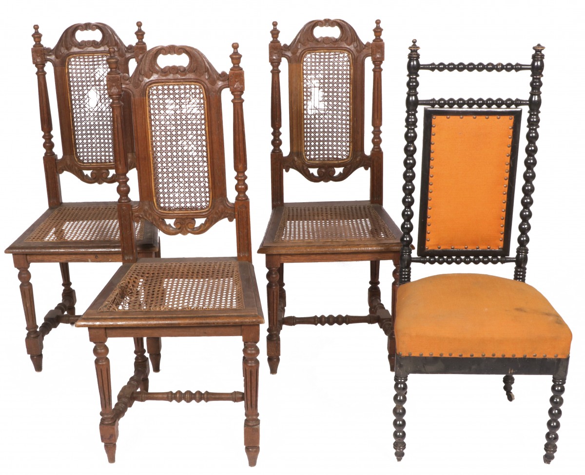 Een lot van (4) diverse stoelen, Holland, ca. 1900.