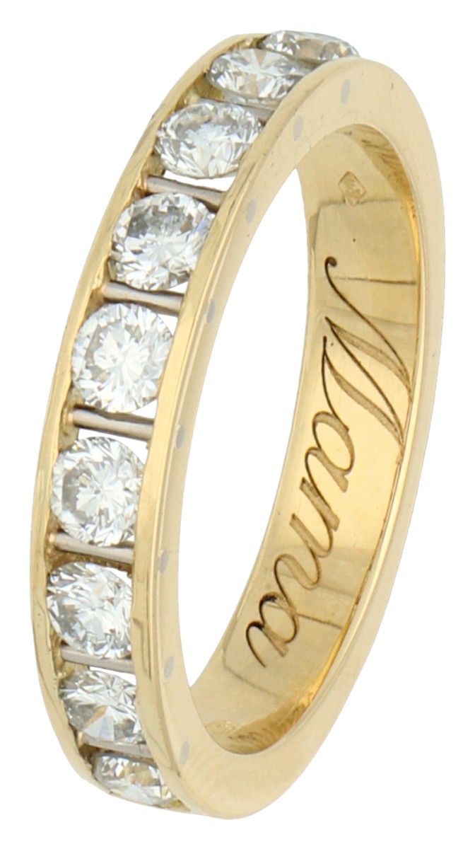No Reserve - 18K Geelgouden demi-alliance ring bezet met ca. 0.81 ct. diamant.