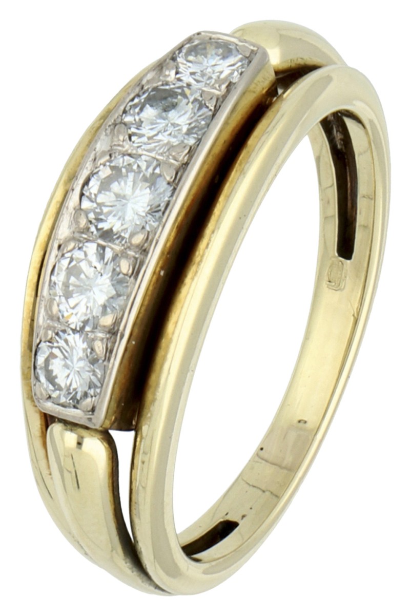 No Reserve - 14K Geelgouden demi-alliance ring bezet met ca. 0.48 ct. diamant.