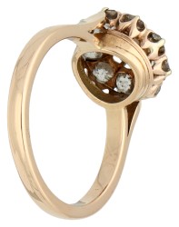 No Reserve - 14K Geelgouden entourage ring bezet met ca. 1.37 ct. oud slijpsel diamant.