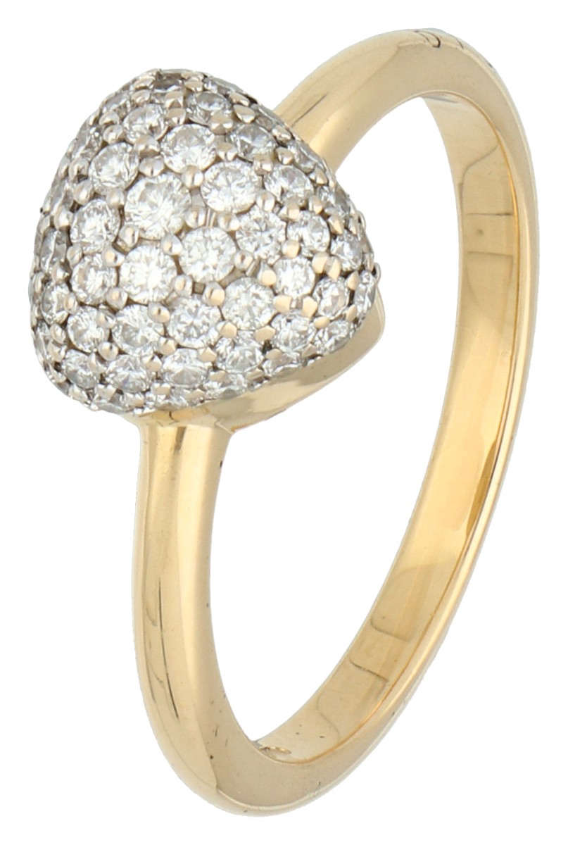No Reserve - Bigli 18K witgouden 'mini sweety' ring met diamant.