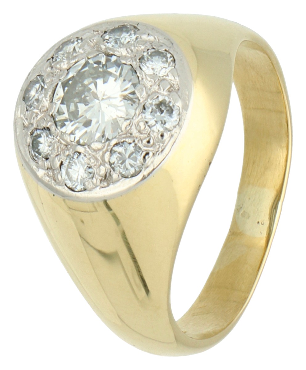 No Reserve - 18K Geelgouden ring bezet met ca. 0.74 ct. diamant.