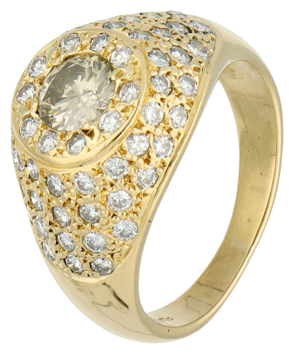 No Reserve - 18K Geelgouden ring bezet met ca. 1.27 ct. diamant.
