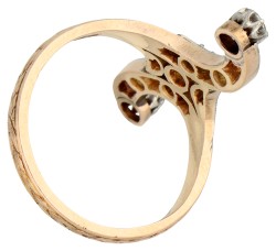 No Reserve - Gouden/platina Duchesse ring bezet met ca. 0.20 ct. diamant.