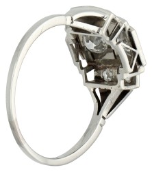 No Reserve - 18K Witgouden Art Deco ring bezet met ca. 0.91 ct. oud slijpsel diamant.