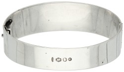 No Reserve - Zilveren bangle armband met bloedkoraal.