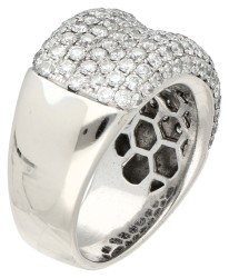 No Reserve - 18K Witgouden design ring met ca. 1.43 ct. diamant.