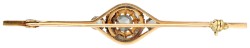 No Reserve - 14K Geelgouden staaf broche met roos diamant.