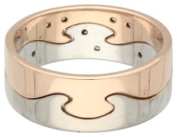 No Reserve - Georg Jensen 18K bicolor gouden Fusion ring bezet met ca. 0.30 ct. diamant.