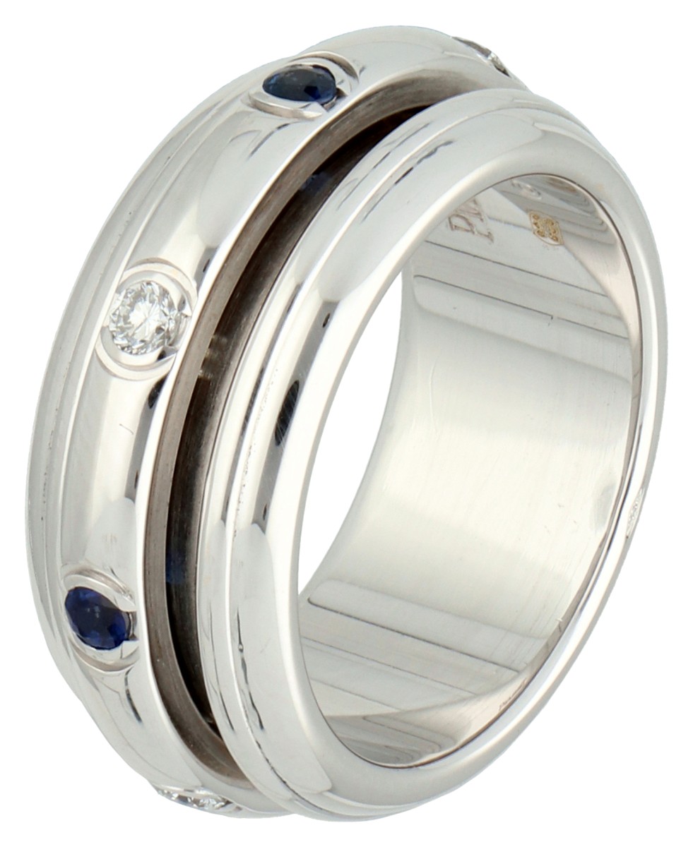 No Reserve - Piaget 18K witgouden Possession ring bezet met diamant en saffier.