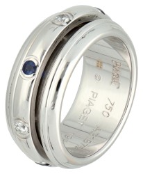 No Reserve - Piaget 18K witgouden Possession ring bezet met diamant en saffier.