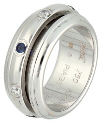 No Reserve - Piaget 18K witgouden Possession ring bezet met diamant en saffier.