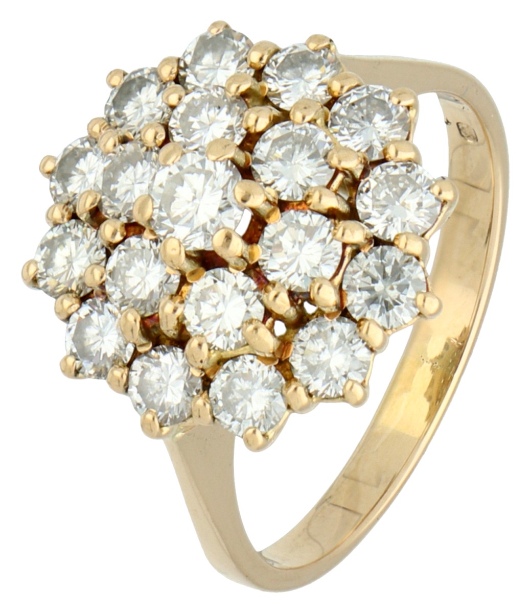 No Reserve - 18K Witgouden rozet ring bezet met ca. 1.11 ct. diamant.