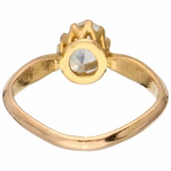 Geelgouden solitair ring bezet met diamant - 18 kt.