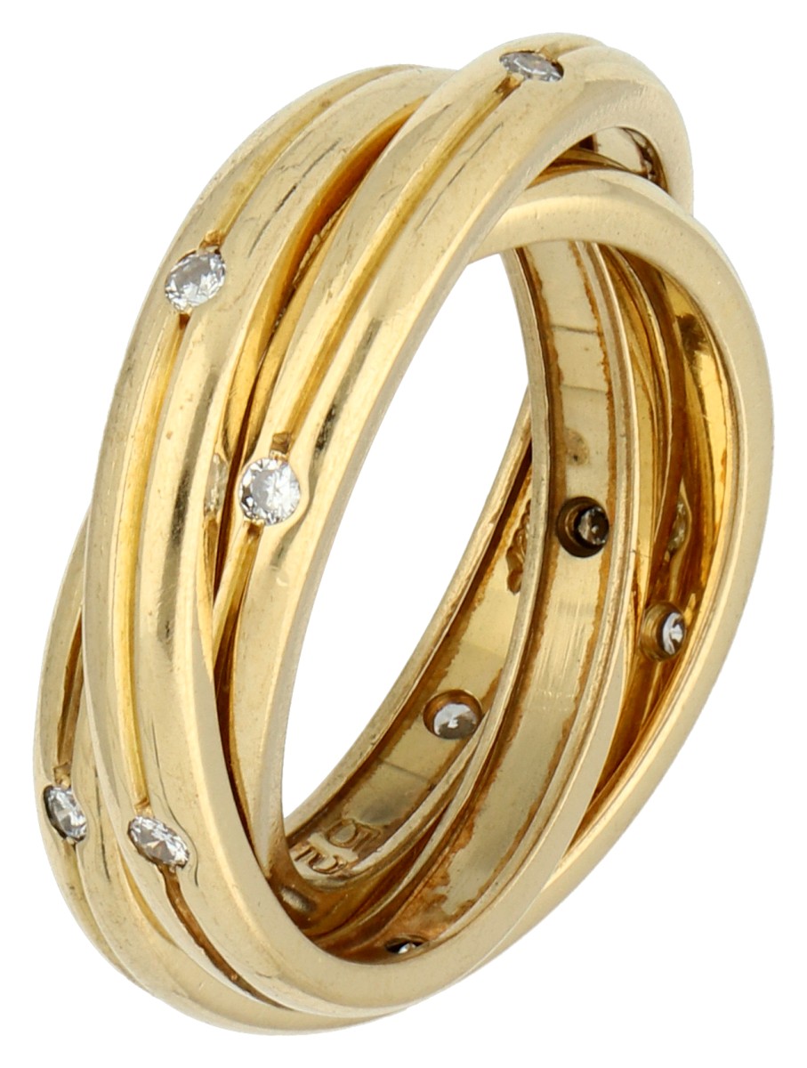 No Reserve - Cartier 18K geelgouden 'constellation trinity triple' ring bezet met ca. 0.30 ct. diamant.