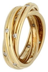 No Reserve - Cartier 18K geelgouden 'constellation trinity triple' ring bezet met ca. 0.30 ct. diamant.