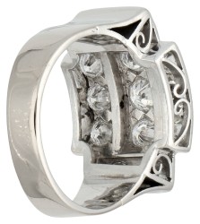 No Reserve - Gouden/platina TANK ring bezet met ca. 1.96 ct. diamant.