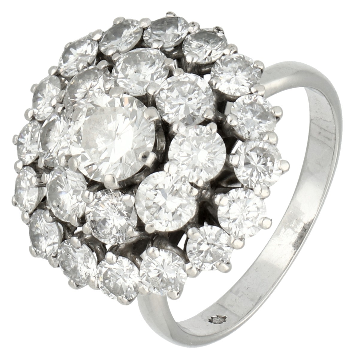 No Reserve - 14K Witgouden rozet ring bezet met ca. 2.94 ct. diamant.